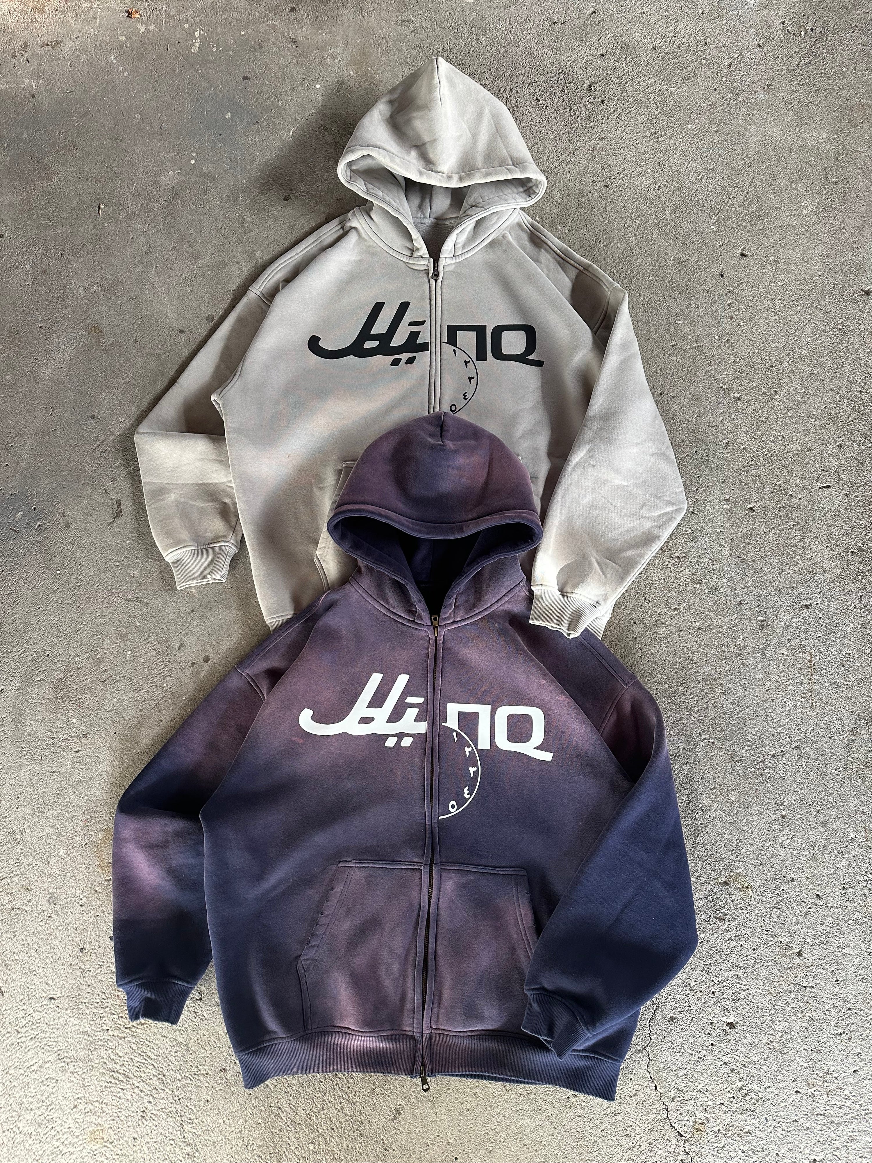 SPLIT LOGO GREY ZIP-UP